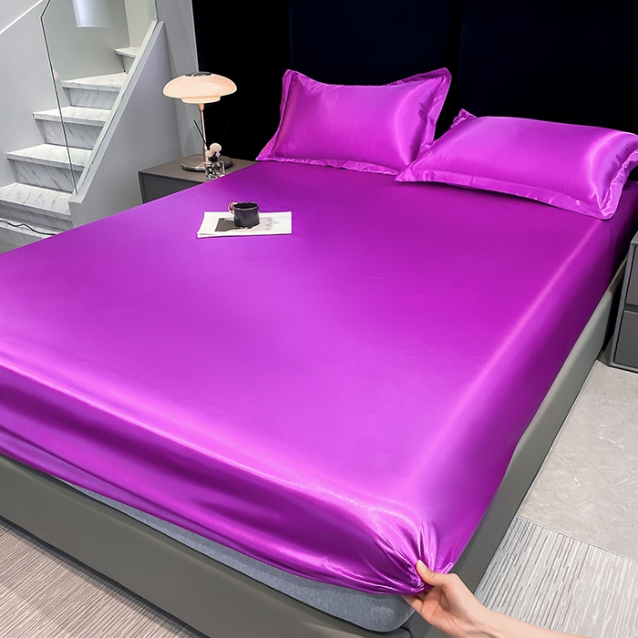 91家纺网 家纺一手货源 找家纺 合纵跨境工厂 2025新款水洗真丝床笠隔尿床单床垫保护套跨境外贸JIT一件代发TEMU亚马逊希音包过核价TPU防水床笠 \" 紫罗兰