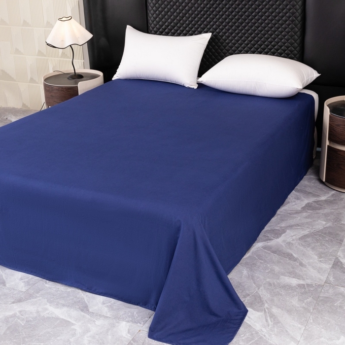 91家纺网 家纺一手货源 找家纺 合纵跨境工厂 2025新款爆款水洗棉单床单跨境外贸JIT一件代发TEMU亚马逊希音包过核价床单单件 藏青色