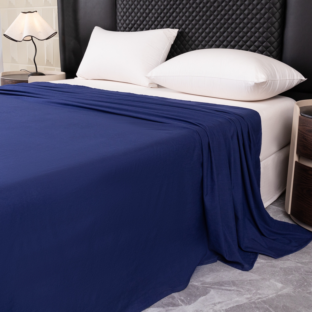 91家纺网 家纺一手货源 找家纺 合纵跨境工厂 2025新款爆款水洗棉单床单跨境外贸JIT一件代发TEMU亚马逊希音包过核价床单单件 藏青色