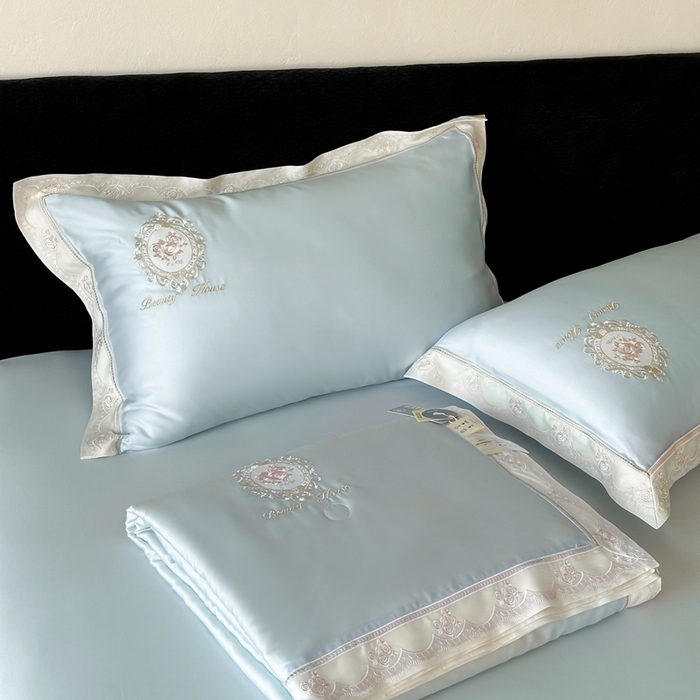 91家纺网 家纺一手货源 找家纺 汇庭 2025春夏新款繁华之间夏被系列夏凉被单夏被 蓝色