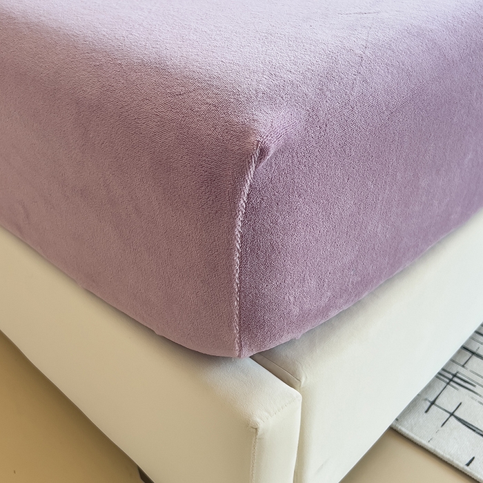 91家纺网 家纺一手货源 找家纺 合纵跨境工厂 2025新款加厚简约牛奶绒刺绣系列跨境外贸JIT一件代发TEMU亚马逊希音包过核价 床笠 桔梗紫