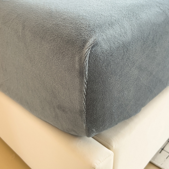 91家纺网 家纺一手货源 找家纺 合纵跨境工厂 2025新款加厚简约牛奶绒刺绣系列跨境外贸JIT一件代发TEMU亚马逊希音包过核价 床笠 崧蓝灰