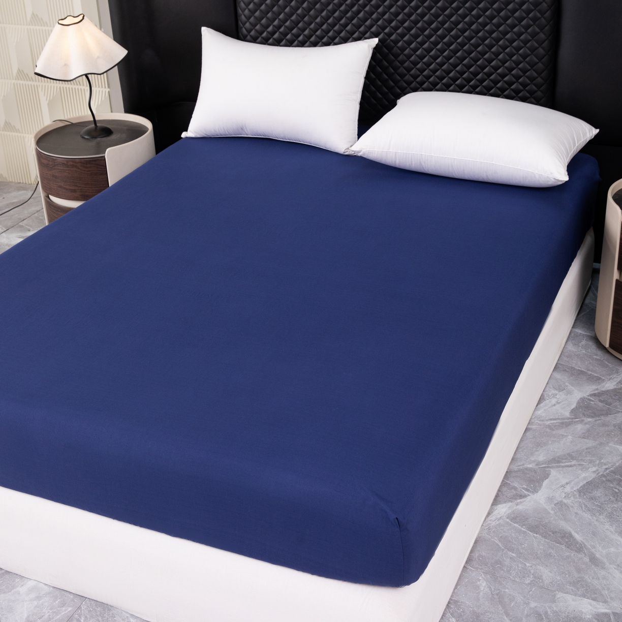 91家纺网 家纺一手货源 找家纺 合纵跨境工厂 2025新款跨境专供爆款水洗棉单床笠跨境外贸JIT一件代发TEMU亚马逊希音包过核价床笠单件 藏青色