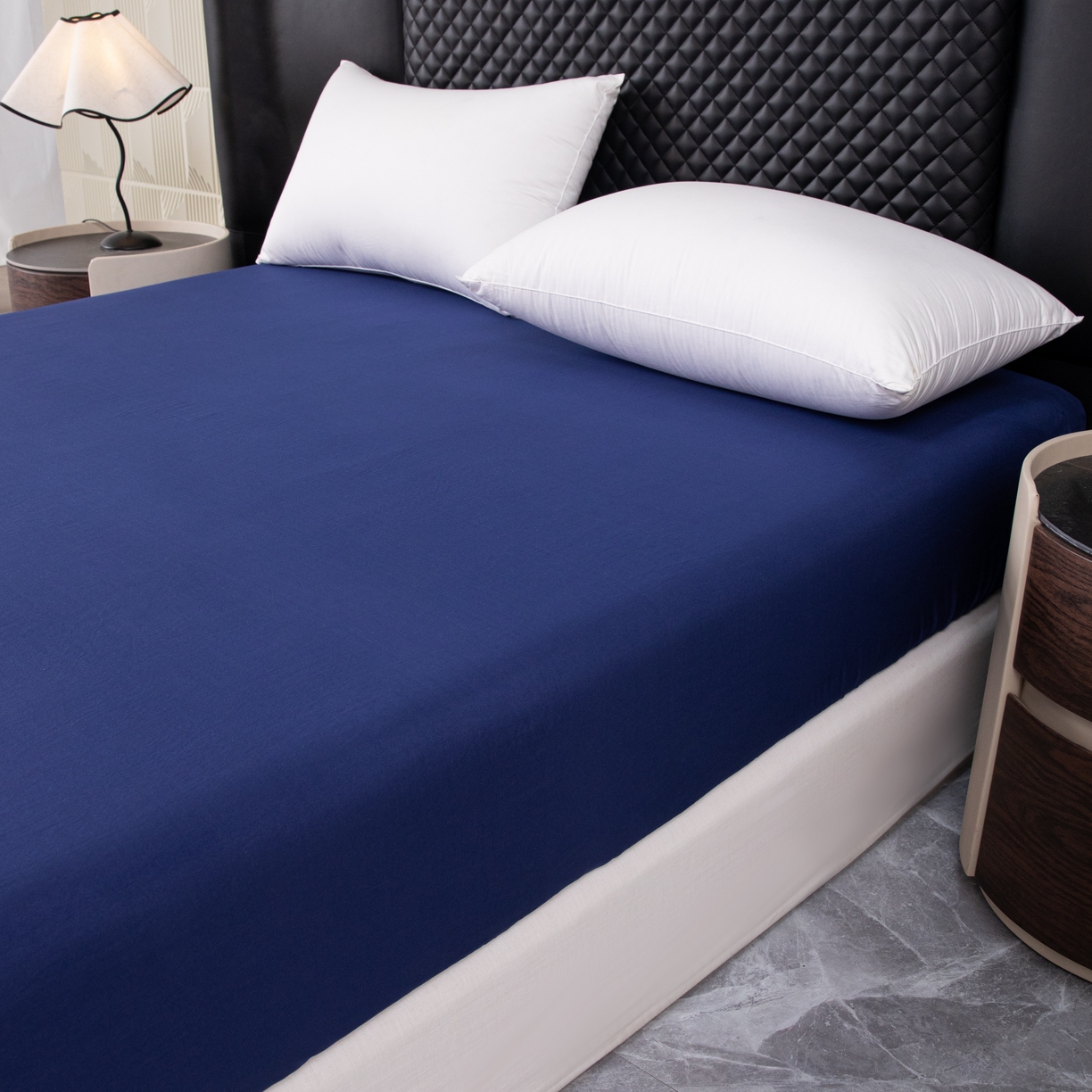 91家纺网 家纺一手货源 找家纺 合纵跨境工厂 2025新款跨境专供爆款水洗棉单床笠跨境外贸JIT一件代发TEMU亚马逊希音包过核价床笠单件 藏青色