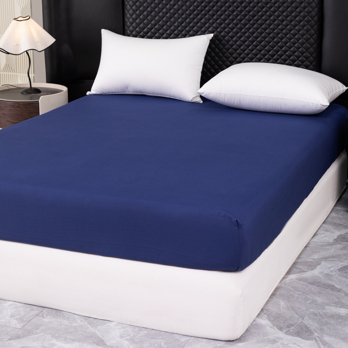 91家纺网 家纺一手货源 找家纺 合纵跨境工厂 2025新款跨境专供爆款水洗棉单床笠跨境外贸JIT一件代发TEMU亚马逊希音包过核价床笠单件 藏青色