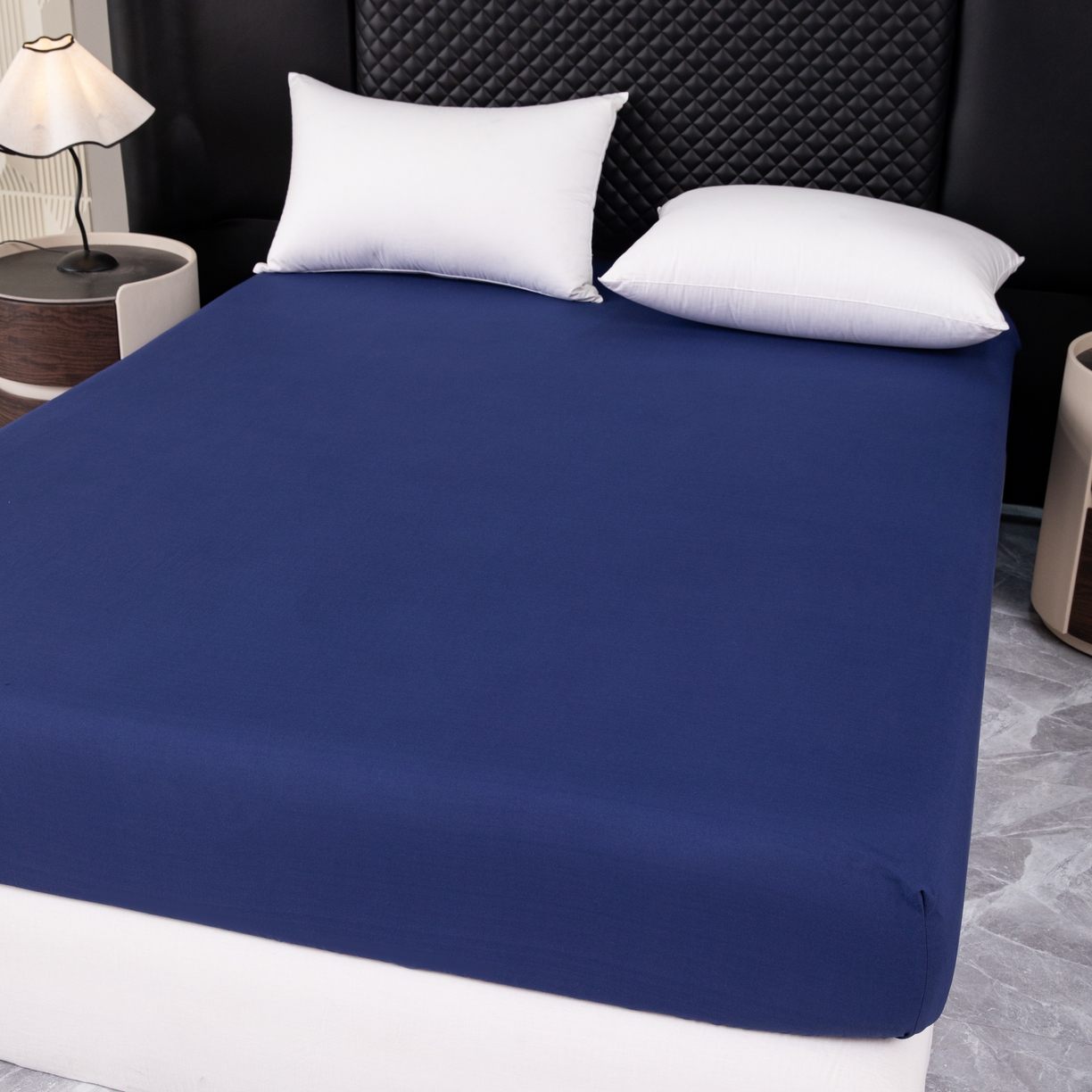 91家纺网 家纺一手货源 找家纺 合纵跨境工厂 2025新款跨境专供爆款水洗棉单床笠跨境外贸JIT一件代发TEMU亚马逊希音包过核价床笠单件 藏青色