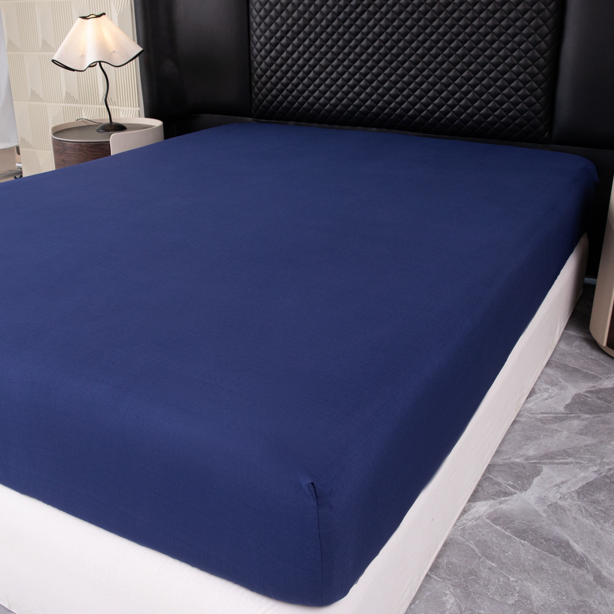 91家纺网 家纺一手货源 找家纺 合纵跨境工厂 2025新款跨境专供爆款水洗棉单床笠跨境外贸JIT一件代发TEMU亚马逊希音包过核价床笠单件 藏青色