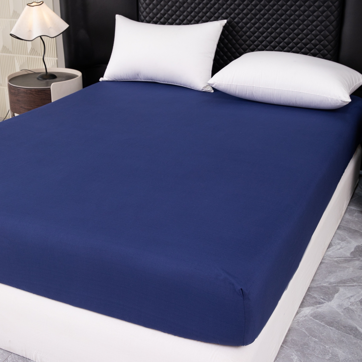 91家纺网 家纺一手货源 找家纺 合纵跨境工厂 2025新款跨境专供爆款水洗棉单床笠跨境外贸JIT一件代发TEMU亚马逊希音包过核价床笠单件 藏青色