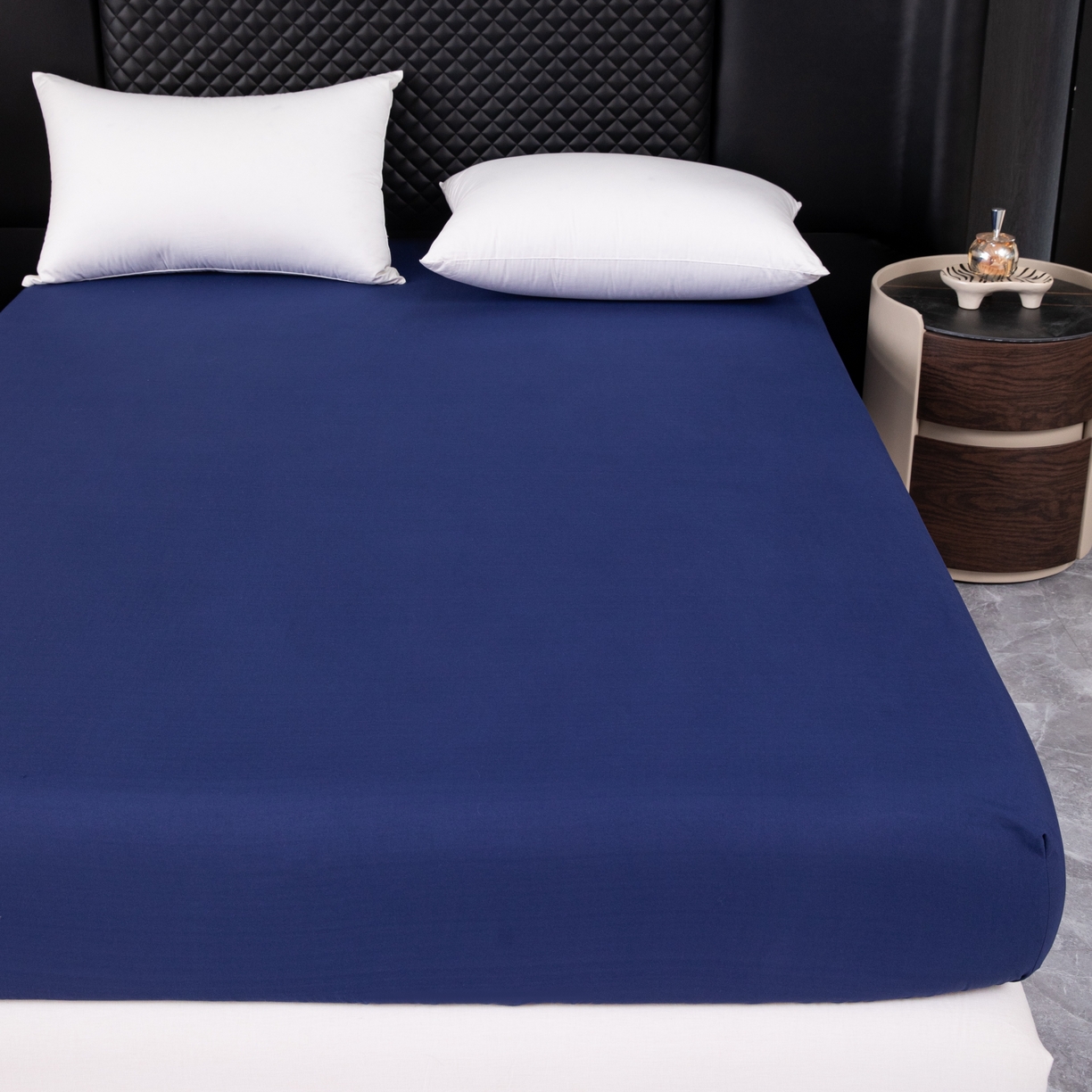 91家纺网 家纺一手货源 找家纺 合纵跨境工厂 2025新款跨境专供爆款水洗棉单床笠跨境外贸JIT一件代发TEMU亚马逊希音包过核价床笠单件 藏青色