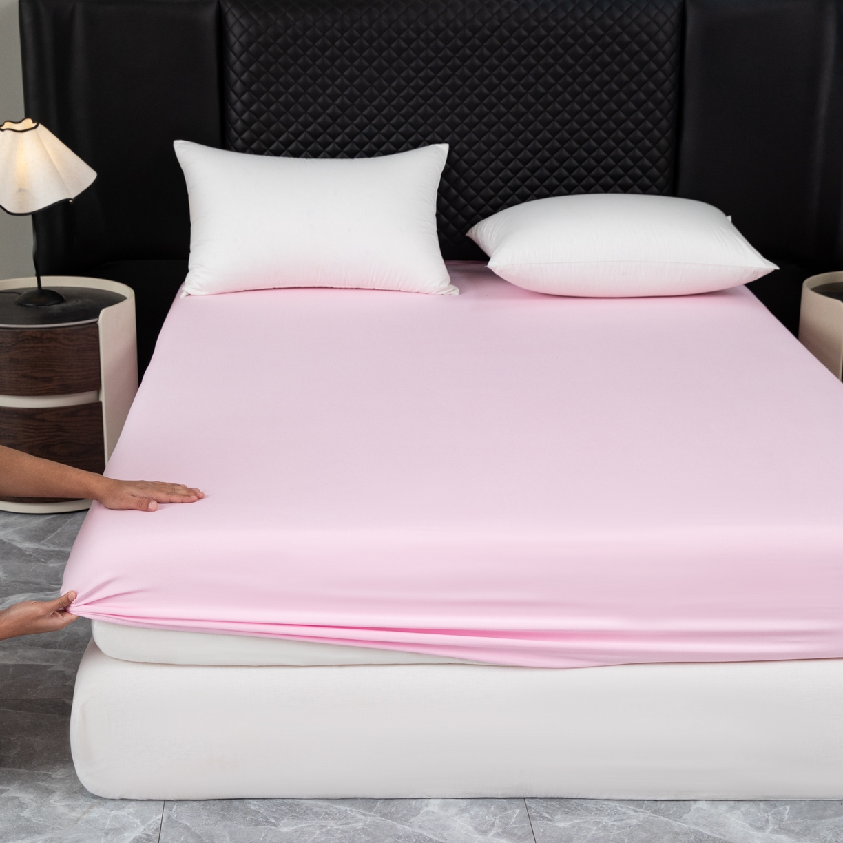 91家纺网 家纺一手货源 找家纺 合纵跨境工厂 2025新款跨境专供爆款水洗棉单床笠跨境外贸JIT一件代发TEMU亚马逊希音包过核价床笠单件 粉色