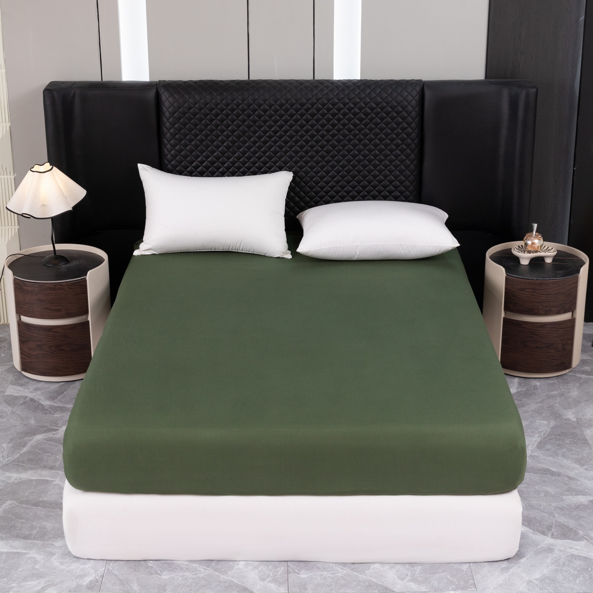 合纵跨境工厂 2025新款跨境专供爆款水洗棉单床笠跨境外贸JIT一件代发TEMU亚马逊希音包过核价床笠单件 军绿色