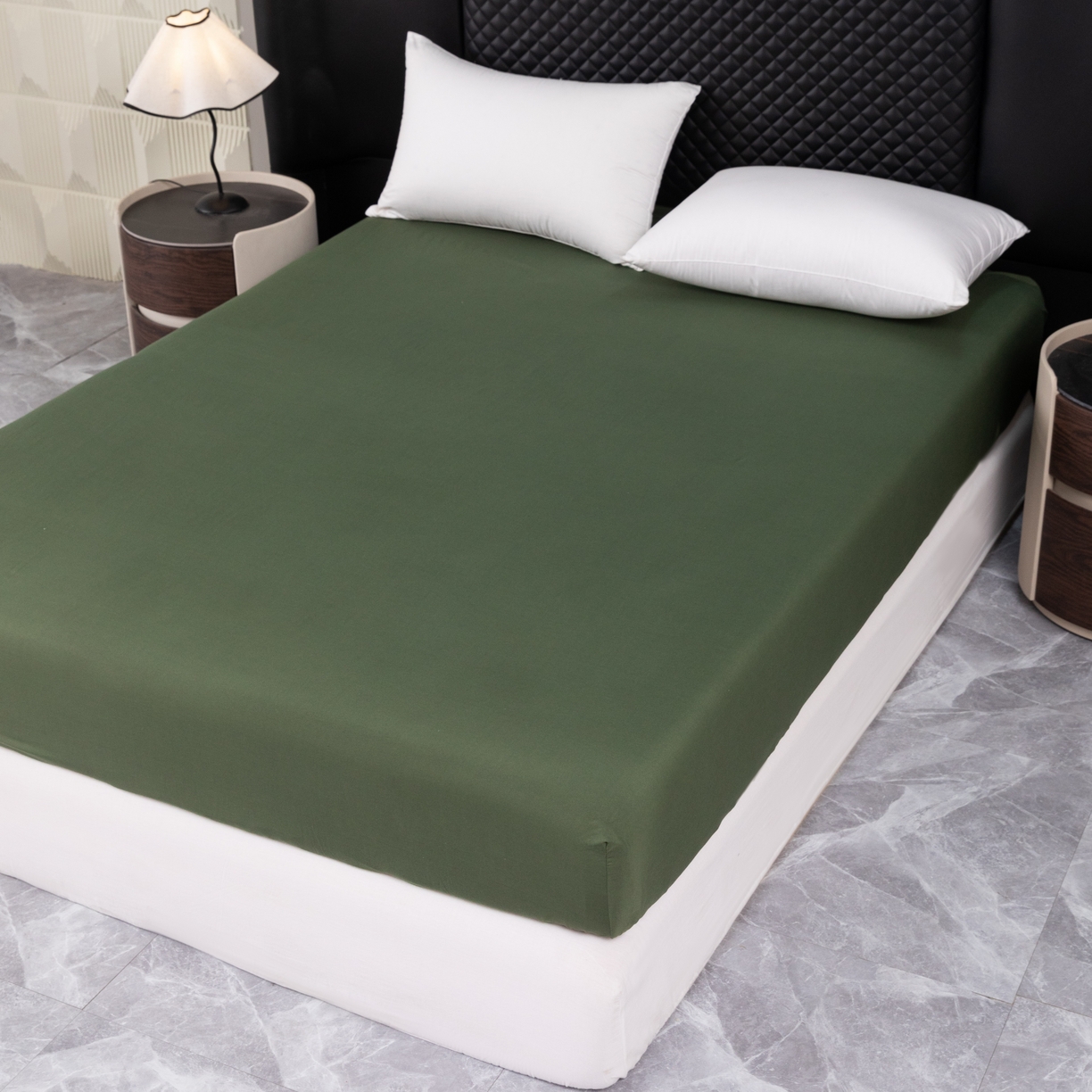 91家纺网 家纺一手货源 找家纺 合纵跨境工厂 2025新款跨境专供爆款水洗棉单床笠跨境外贸JIT一件代发TEMU亚马逊希音包过核价床笠单件 军绿色