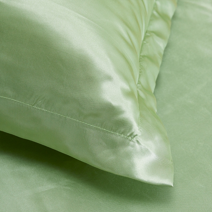 91家纺网 家纺一手货源 找家纺 合纵跨境工厂 新款水洗真丝纯色四件套跨境外贸JIT一件代发TEMU亚马逊希音包过核价冰丝床单款床笠款四件套 琥珀绿