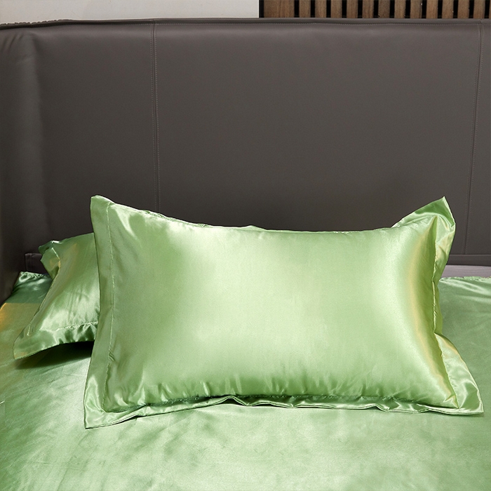 91家纺网 家纺一手货源 找家纺 合纵跨境工厂 新款水洗真丝纯色四件套跨境外贸JIT一件代发TEMU亚马逊希音包过核价冰丝床单款床笠款四件套 琥珀绿