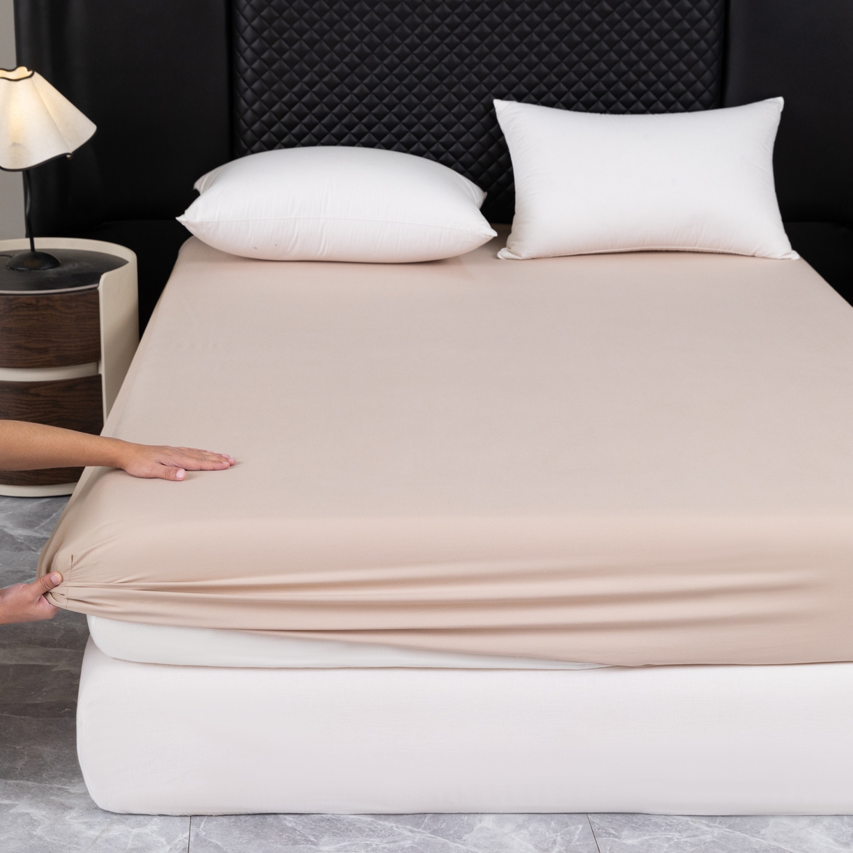 91家纺网 家纺一手货源 找家纺 合纵跨境工厂 2025新款跨境专供爆款水洗棉单床笠跨境外贸JIT一件代发TEMU亚马逊希音包过核价床笠单件 卡其色