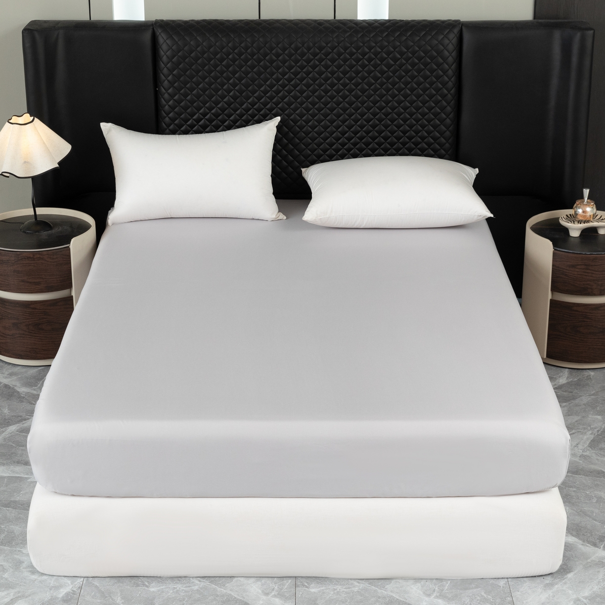 合纵跨境工厂 2025新款跨境专供爆款水洗棉单床笠跨境外贸JIT一件代发TEMU亚马逊希音包过核价床笠单件 浅灰色