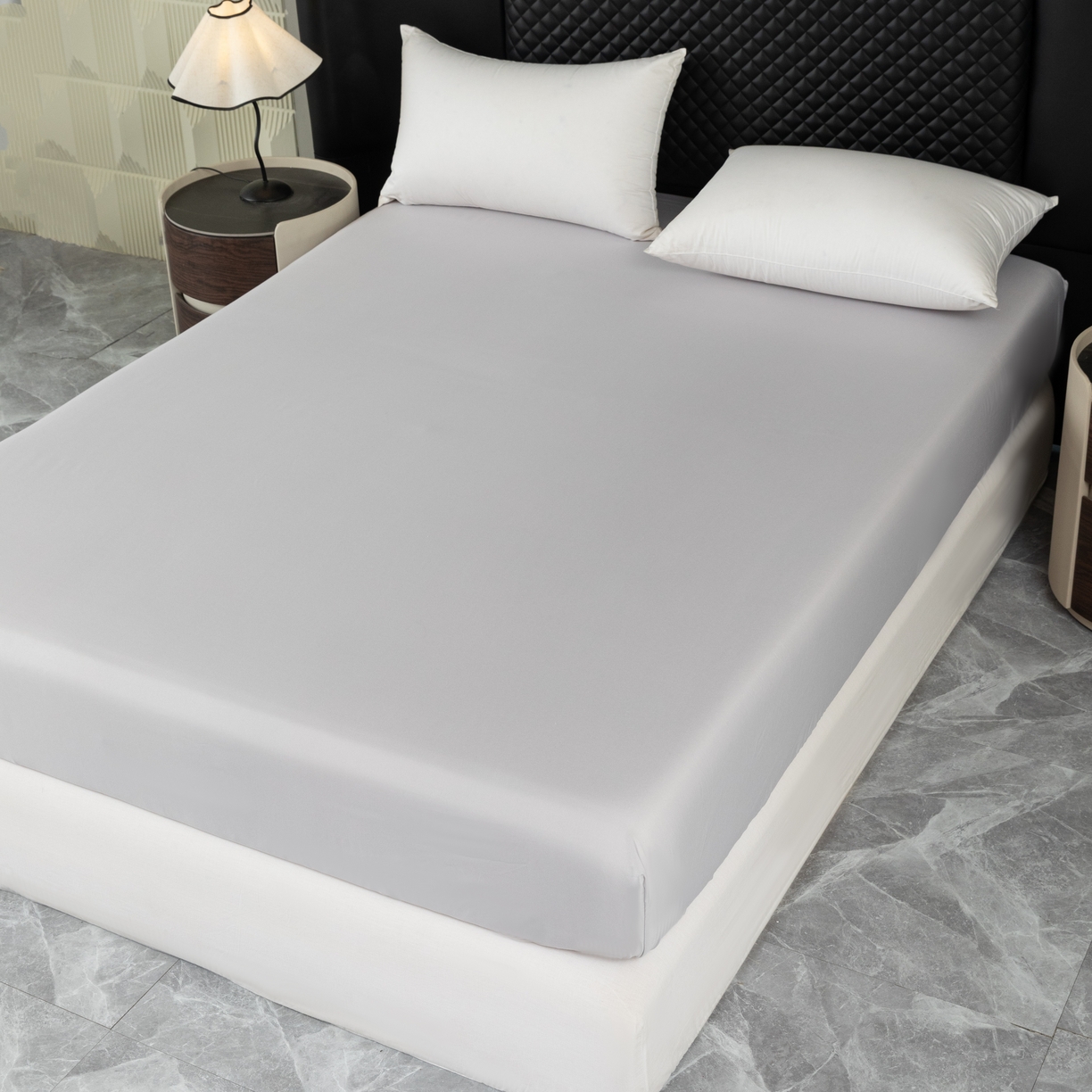 91家纺网 家纺一手货源 找家纺 合纵跨境工厂 2025新款跨境专供爆款水洗棉单床笠跨境外贸JIT一件代发TEMU亚马逊希音包过核价床笠单件 浅灰色