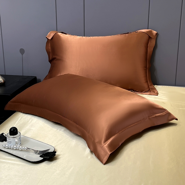 91家纺网 家纺一手货源 找家纺 合纵跨境工厂 新款水洗真丝纯色四件套跨境外贸JIT一件代发TEMU亚马逊希音包过核价冰丝床单款床笠款四件套 咖啡驼