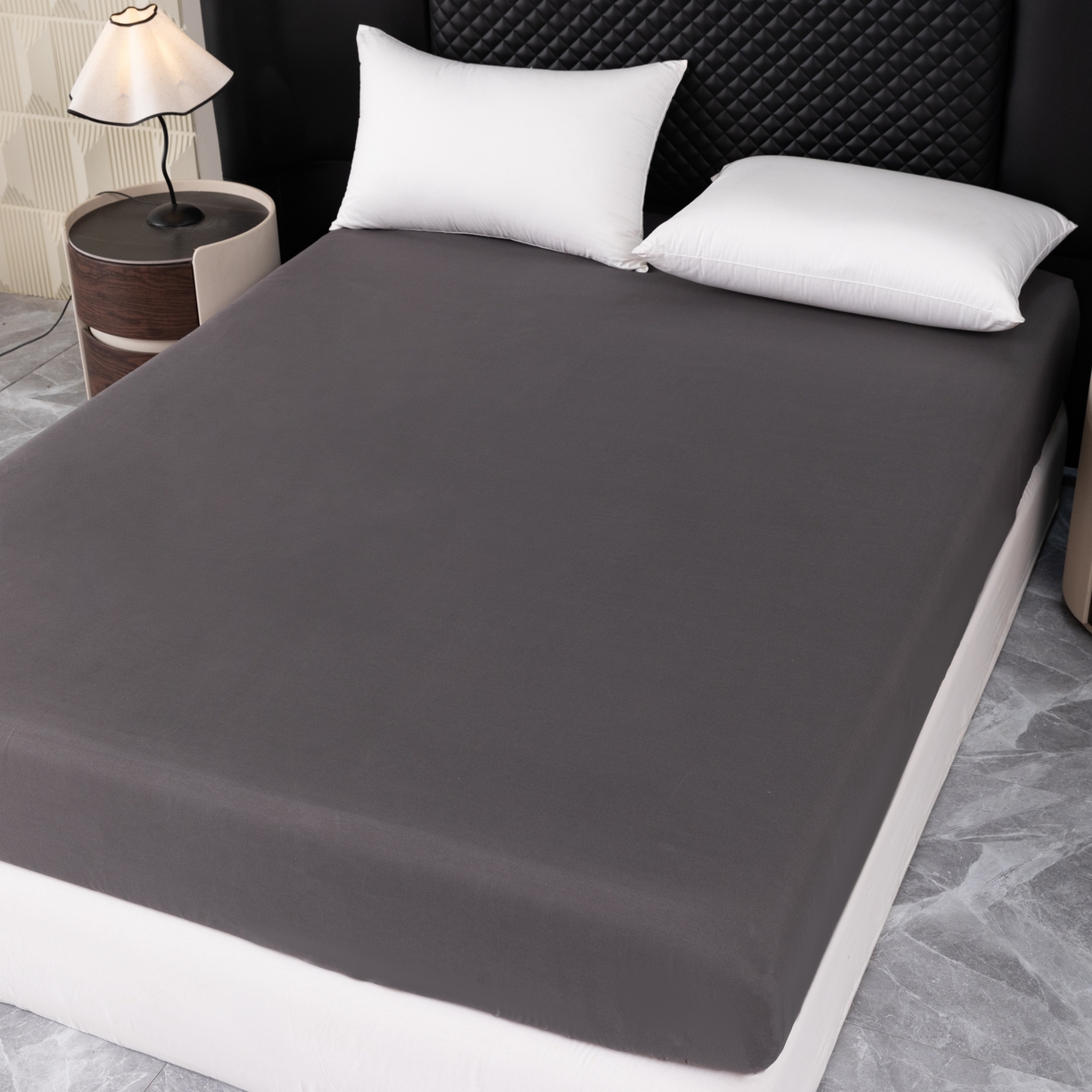 91家纺网 家纺一手货源 找家纺 合纵跨境工厂 2025新款跨境专供爆款水洗棉单床笠跨境外贸JIT一件代发TEMU亚马逊希音包过核价床笠单件 深灰色