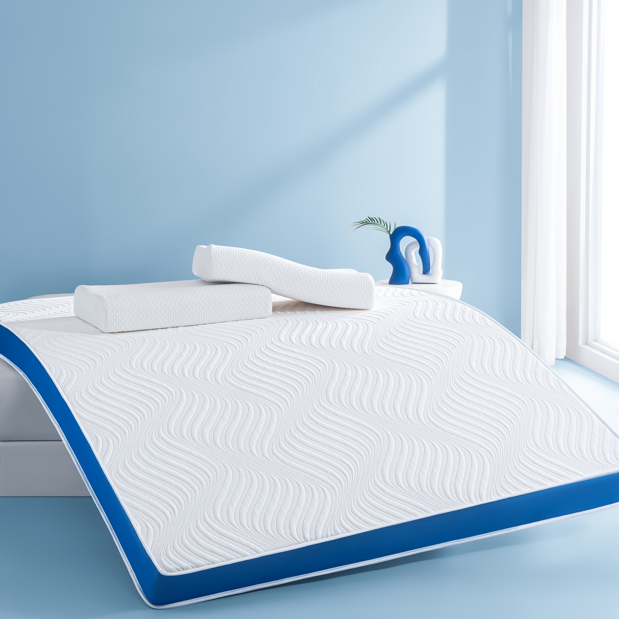 91家纺网 家纺一手货源 找家纺 （总）合纵跨境工厂 2025新款17/25D记忆海绵床垫跨境外贸JIT一件代发TEMU亚马逊希音包过核价立体针织