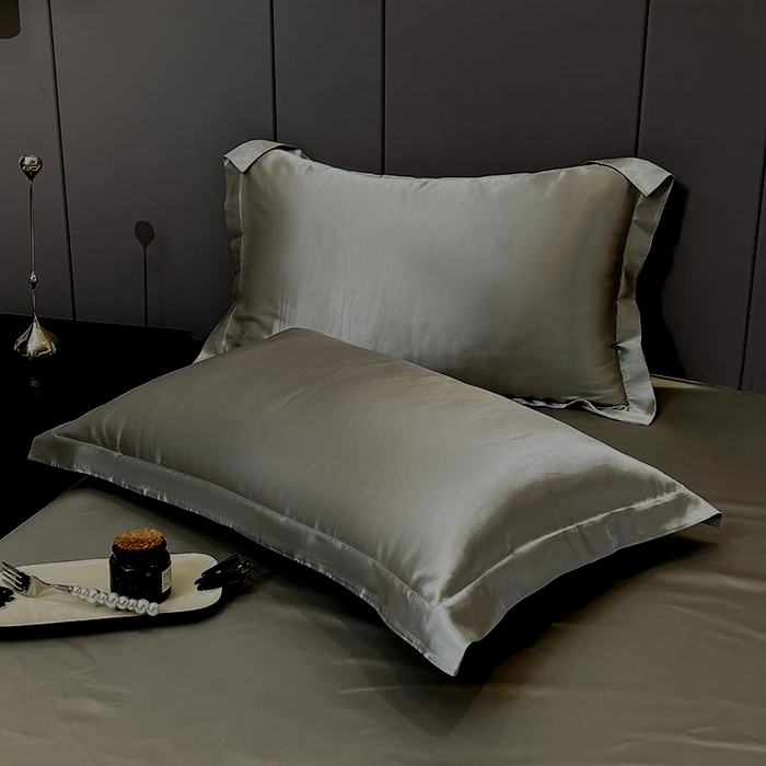 91家纺网 家纺一手货源 找家纺 合纵跨境工厂 新款水洗真丝纯色四件套跨境外贸JIT一件代发TEMU亚马逊希音包过核价冰丝床单款床笠款四件套 深灰