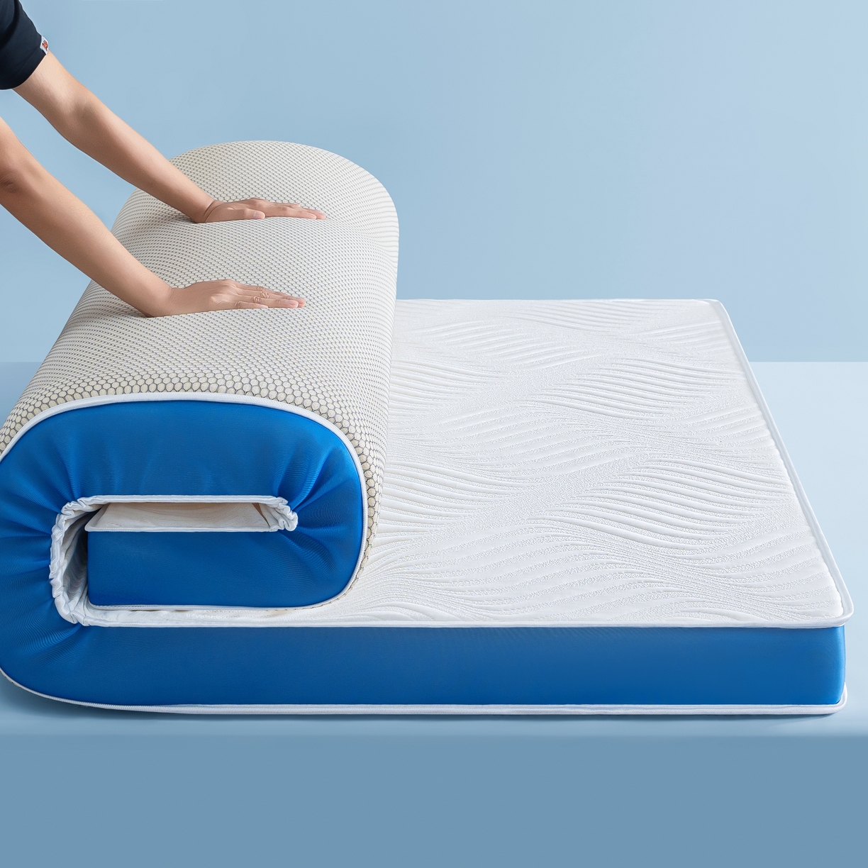 91家纺网 家纺一手货源 找家纺 （总）合纵跨境工厂 2025新款17/25D记忆海绵床垫跨境外贸JIT一件代发TEMU亚马逊希音包过核价立体针织