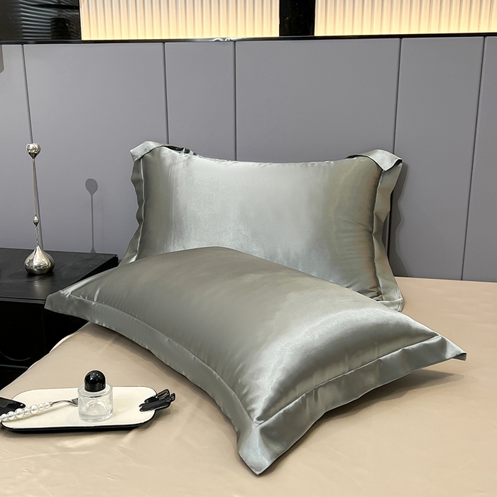 91家纺网 家纺一手货源 找家纺 合纵跨境工厂 新款水洗真丝纯色四件套跨境外贸JIT一件代发TEMU亚马逊希音包过核价冰丝床单款床笠款四件套 银灰拼米