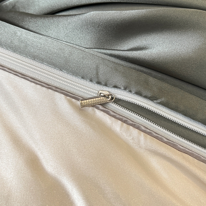 91家纺网 家纺一手货源 找家纺 合纵跨境工厂 新款水洗真丝纯色四件套跨境外贸JIT一件代发TEMU亚马逊希音包过核价冰丝床单款床笠款四件套 银灰拼米