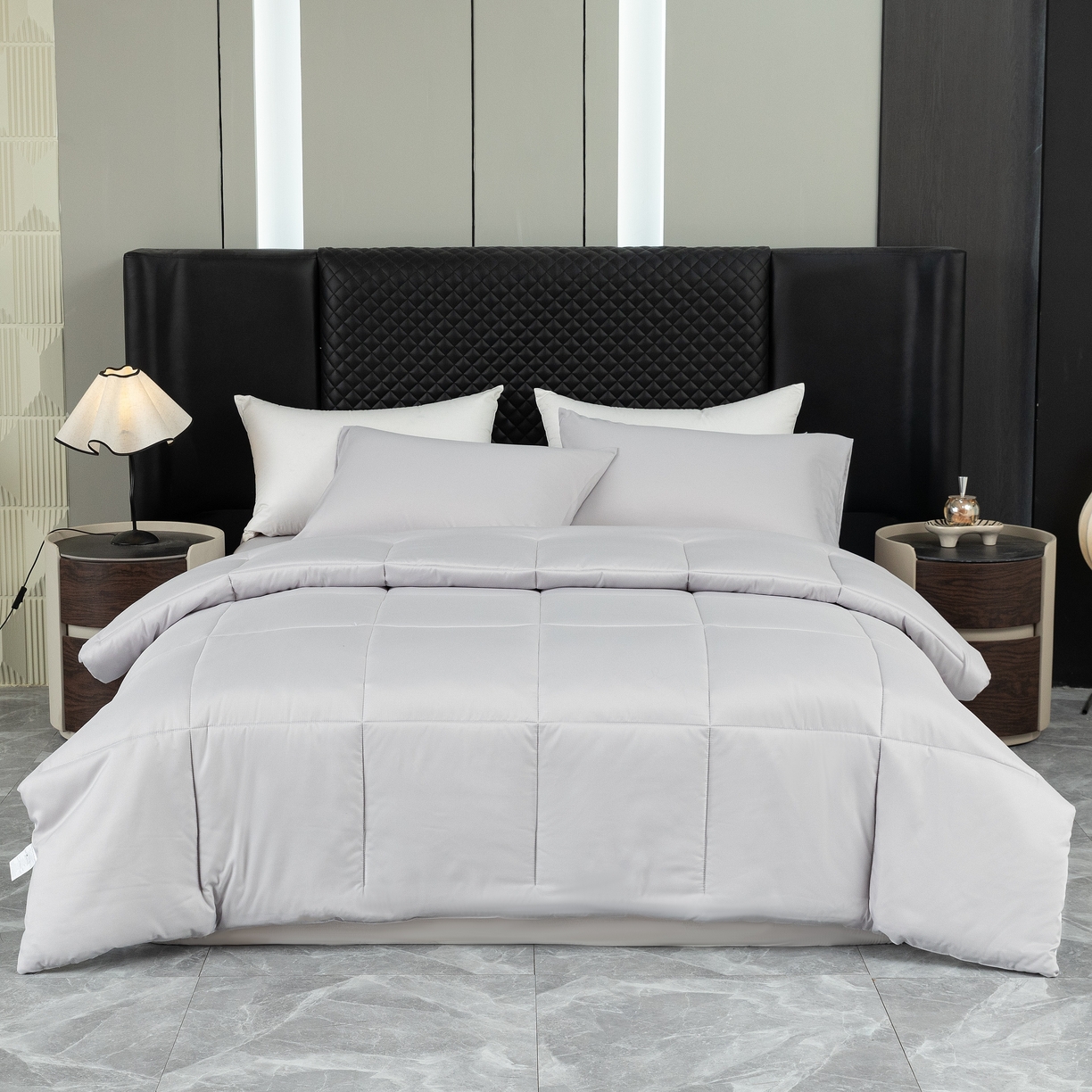 91家纺网 家纺一手货源 找家纺 合纵跨境工厂 2025新款跨境专供爆款水洗棉枕套被子外贸JIT一件代发TEMU亚马逊希音包过核价二三件套 浅灰色