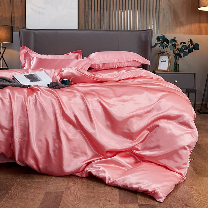 91家纺网 家纺一手货源 找家纺 合纵跨境工厂 新款水洗真丝纯色四件套跨境外贸JIT一件代发TEMU亚马逊希音包过核价冰丝床单款床笠款四件套 玉色