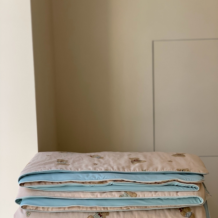 91家纺网 家纺一手货源 找家纺 汇庭 2025春夏新款双层纱凉感被系列夏凉被空调被单夏被 复古小熊