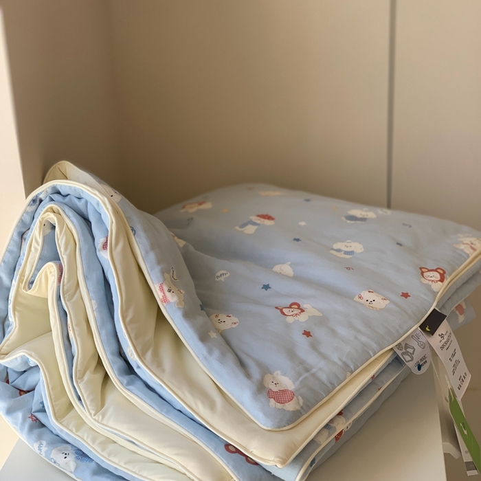 91家纺网 家纺一手货源 找家纺 汇庭 2025春夏新款双层纱凉感被系列夏凉被空调被单夏被 黄油小狗