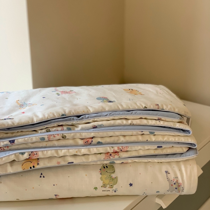 汇庭 2025春夏新款双层纱凉感被系列夏凉被空调被单夏被 恐龙冒险蓝