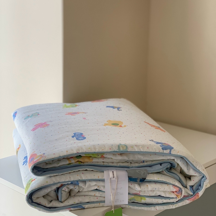 91家纺网 家纺一手货源 找家纺 汇庭 2025春夏新款双层纱凉感被系列夏凉被空调被单夏被 炫彩小象