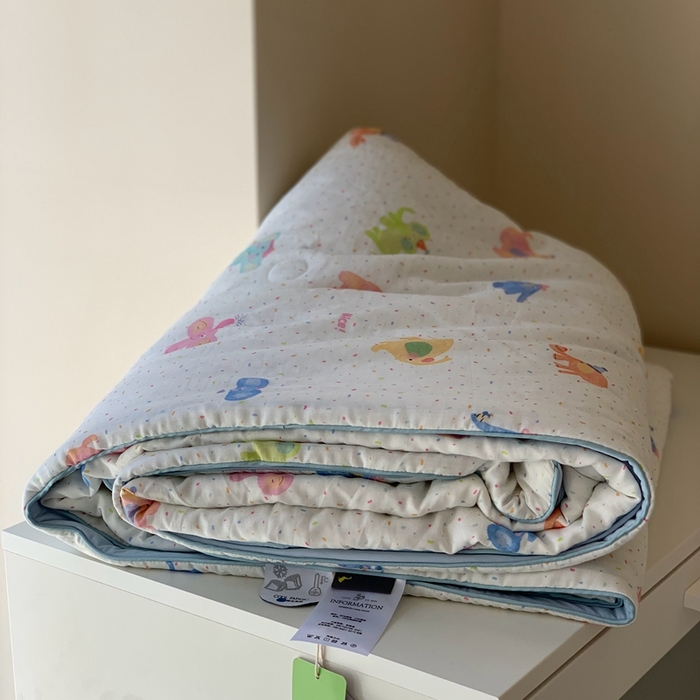 91家纺网 家纺一手货源 找家纺 汇庭 2025春夏新款双层纱凉感被系列夏凉被空调被单夏被 炫彩小象