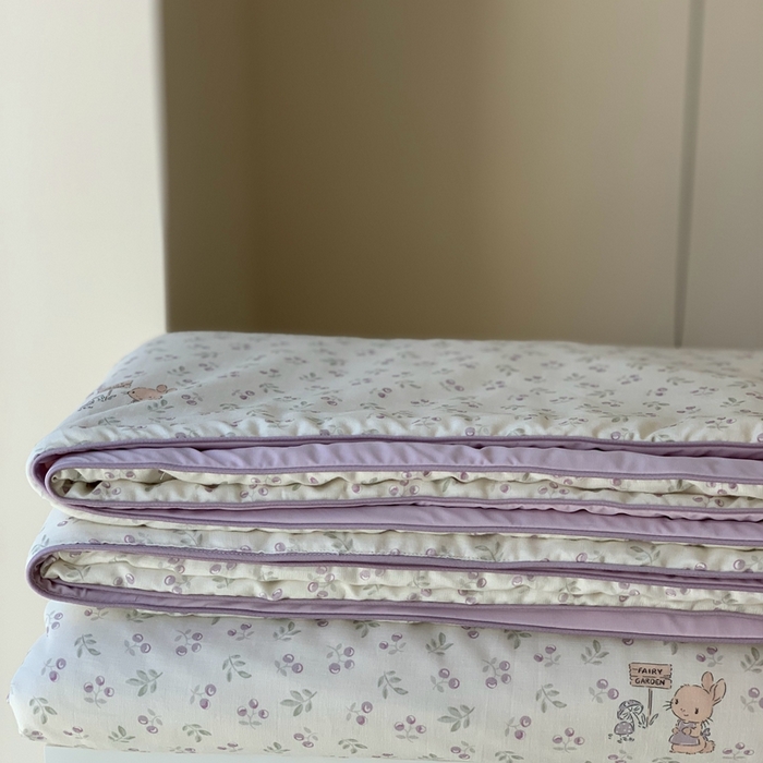 91家纺网 家纺一手货源 找家纺 汇庭 2025春夏新款双层纱凉感被系列夏凉被空调被单夏被 紫竹兔