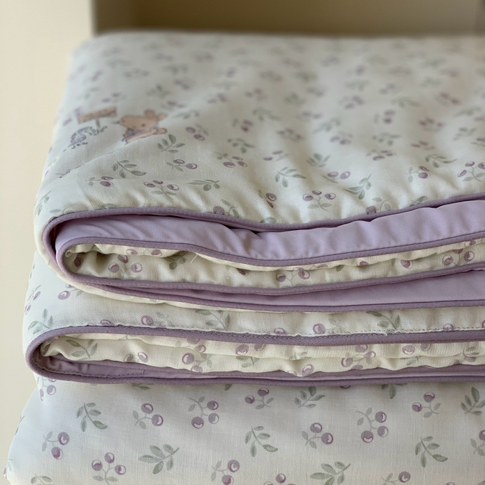 91家纺网 家纺一手货源 找家纺 汇庭 2025春夏新款双层纱凉感被系列夏凉被空调被单夏被 紫竹兔