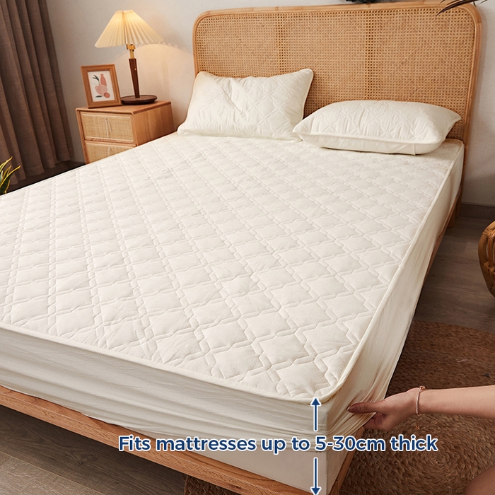 91家纺网 家纺一手货源 找家纺 丝芙妮家居（原乐视家纺） 2025春夏新款外贸夹棉防水单床笠（50件起拿） 3C-白