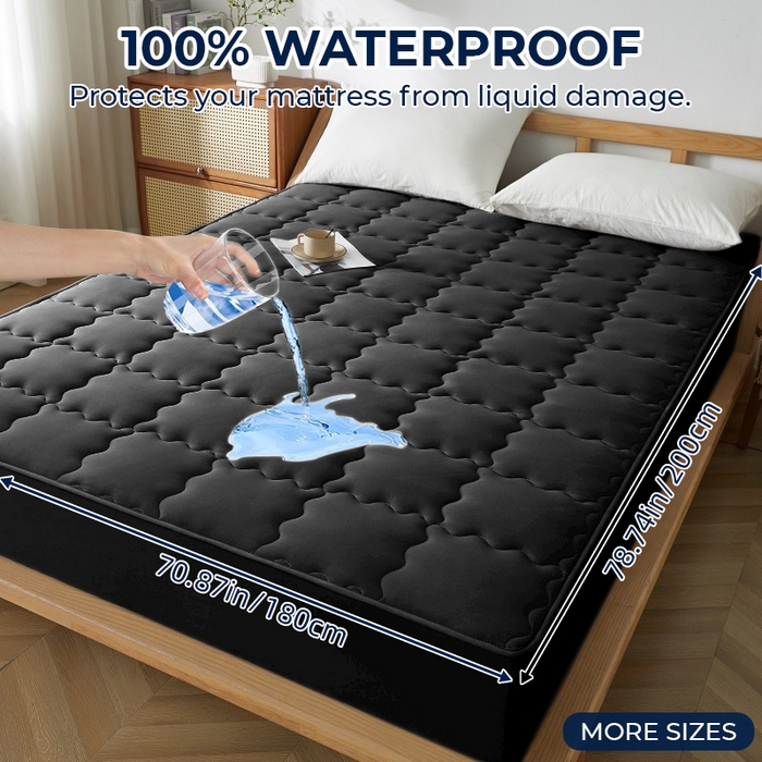 91家纺网 家纺一手货源 找家纺 丝芙妮家居（原乐视家纺） 2025春夏新款外贸夹棉防水单床笠（50件起拿） 方形-黑