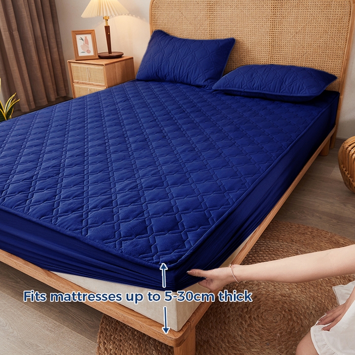 丝芙妮家居（原乐视家纺） 2025春夏新款外贸夹棉防水单床笠（50件起拿） 3C-宝蓝