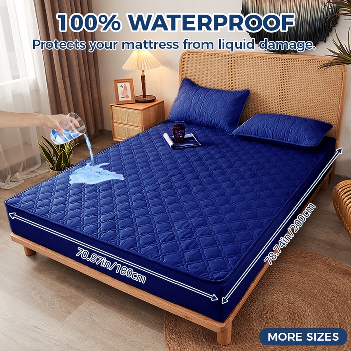 91家纺网 家纺一手货源 找家纺 丝芙妮家居（原乐视家纺） 2025春夏新款外贸夹棉防水单床笠（50件起拿） 3C-宝蓝