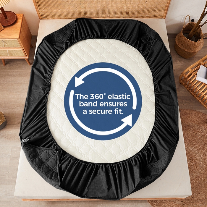 91家纺网 家纺一手货源 找家纺 丝芙妮家居（原乐视家纺） 2025春夏新款外贸夹棉防水单床笠（50件起拿） 3C-黑