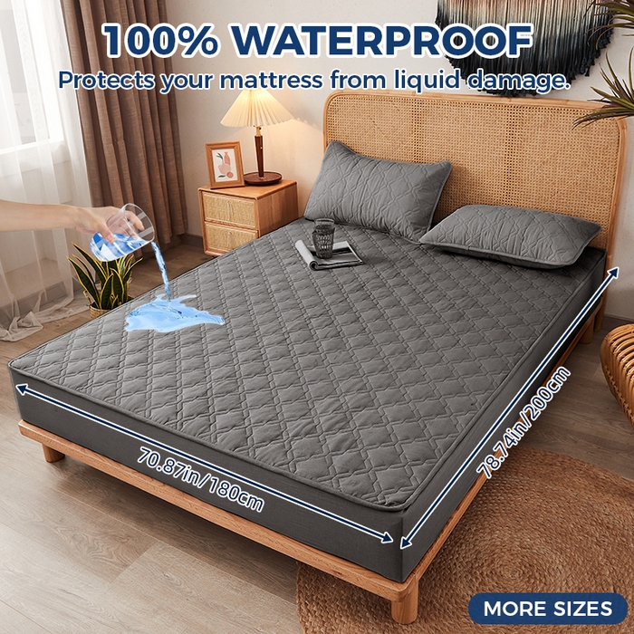 91家纺网 家纺一手货源 找家纺 丝芙妮家居（原乐视家纺） 2025春夏新款外贸夹棉防水单床笠（50件起拿） 3C-灰