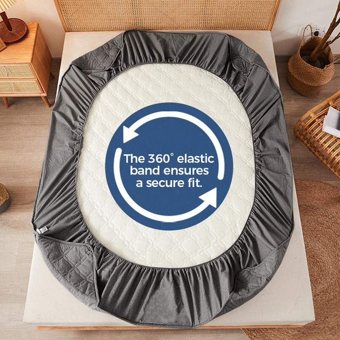 91家纺网 家纺一手货源 找家纺 丝芙妮家居（原乐视家纺） 2025春夏新款外贸夹棉防水单床笠（50件起拿） 3C-灰