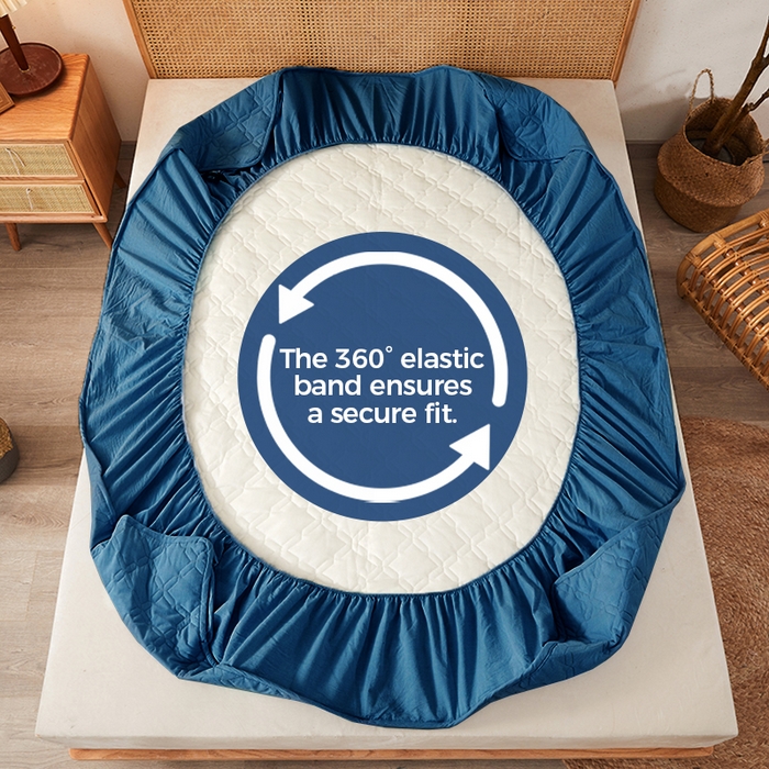 91家纺网 家纺一手货源 找家纺 丝芙妮家居（原乐视家纺） 2025春夏新款外贸夹棉防水单床笠（50件起拿） 3C-蓝