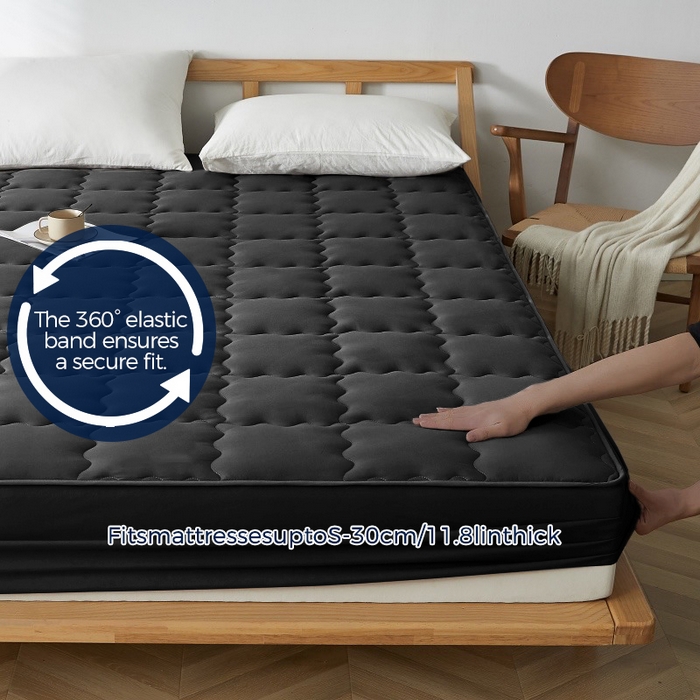 91家纺网 家纺一手货源 找家纺 丝芙妮家居（原乐视家纺） 2025春夏新款外贸夹棉防水单床笠（50件起拿） 方形-黑