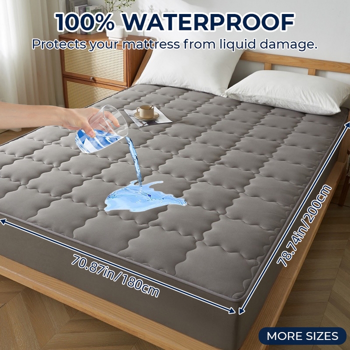 丝芙妮家居（原乐视家纺） 2025春夏新款外贸夹棉防水单床笠（50件起拿） 方形-灰