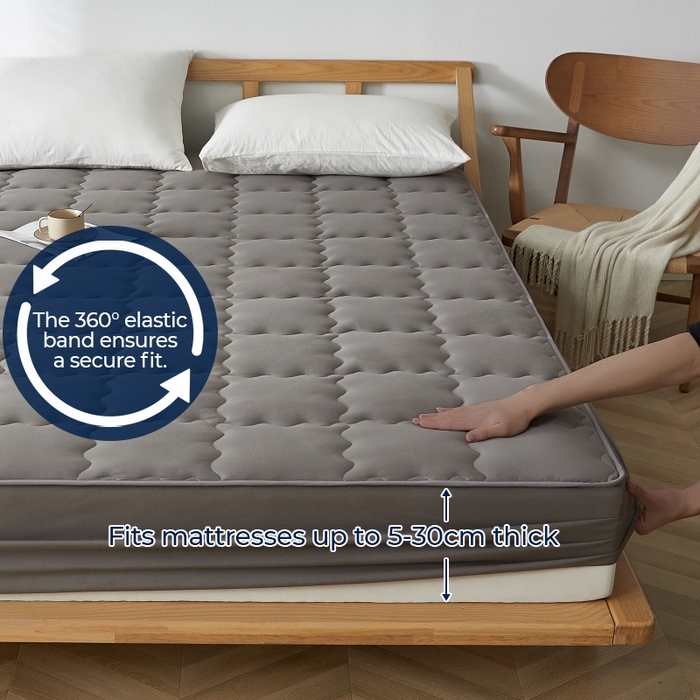 91家纺网 家纺一手货源 找家纺 丝芙妮家居（原乐视家纺） 2025春夏新款外贸夹棉防水单床笠（50件起拿） 方形-灰