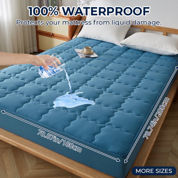 丝芙妮家居（原乐视家纺） 2025春夏新款外贸夹棉防水单床笠（50件起拿） 方形-蓝