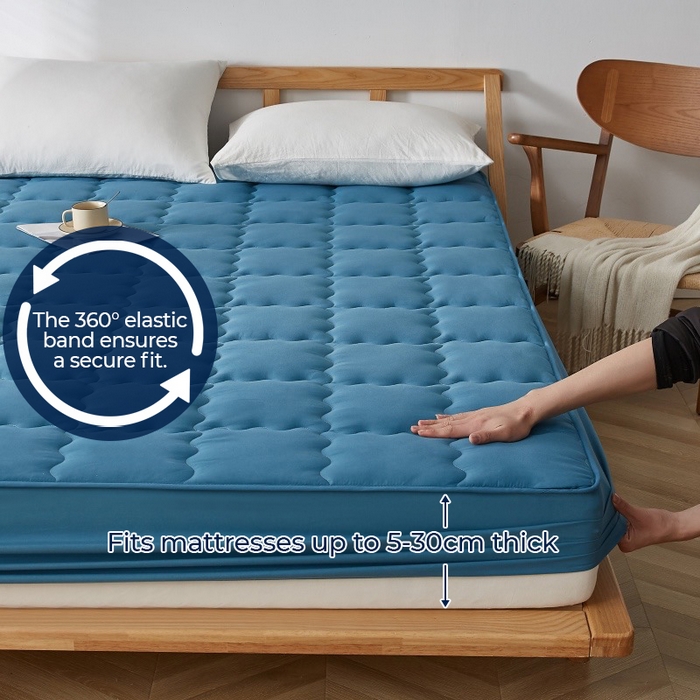 91家纺网 家纺一手货源 找家纺 丝芙妮家居（原乐视家纺） 2025春夏新款外贸夹棉防水单床笠（50件起拿） 方形-蓝